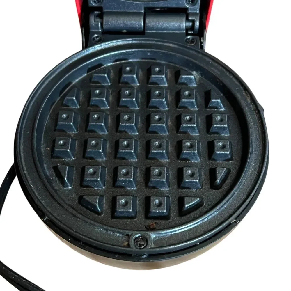 Bella Mini Waffle Maker Model GH-6201 Red Nonstick 4 Inch 350W Appliance